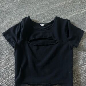 Black Cutout T-Shirt